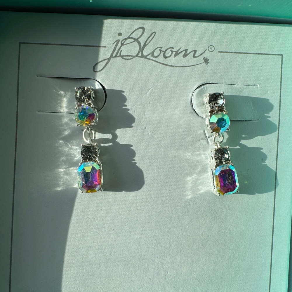 Jbloom Silver Earrings with Iridescent Accents